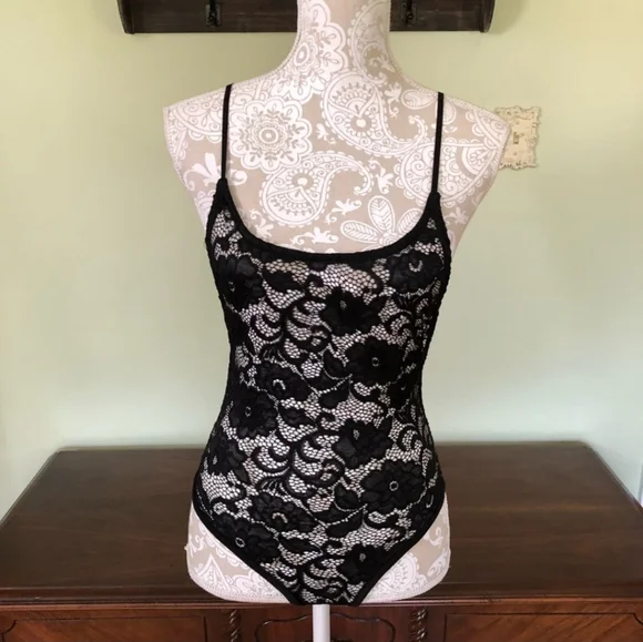 Naked Wardrobe Black Lace Bodysuit - Picture 1 of 5